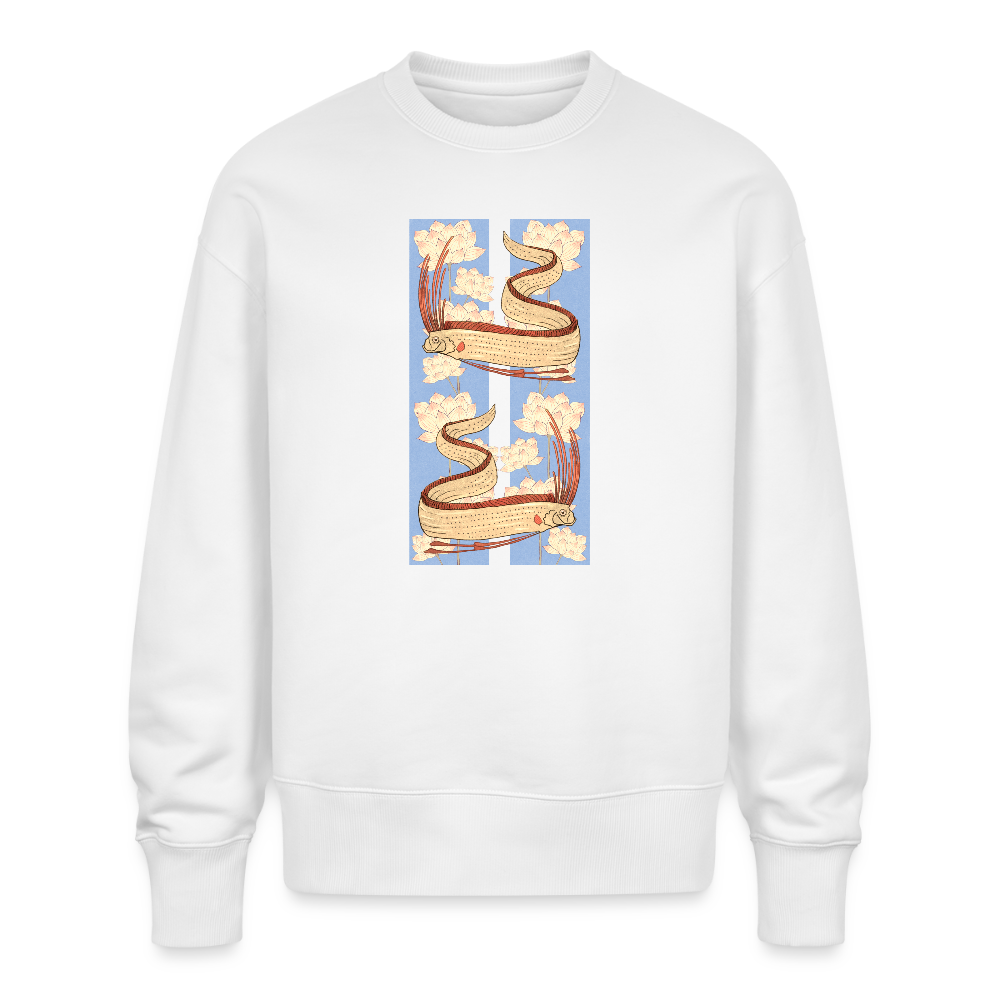 Stanley/Stella Unisex Oversize Bio Pullover - “Riemenfische” - Weiß