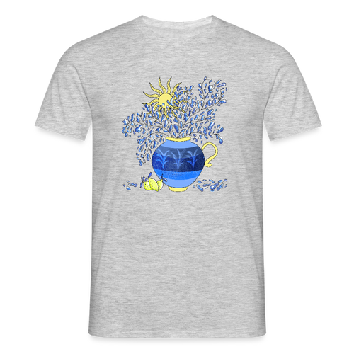 Männer T-Shirt - "Vase mit Zitronen" - Grau meliert