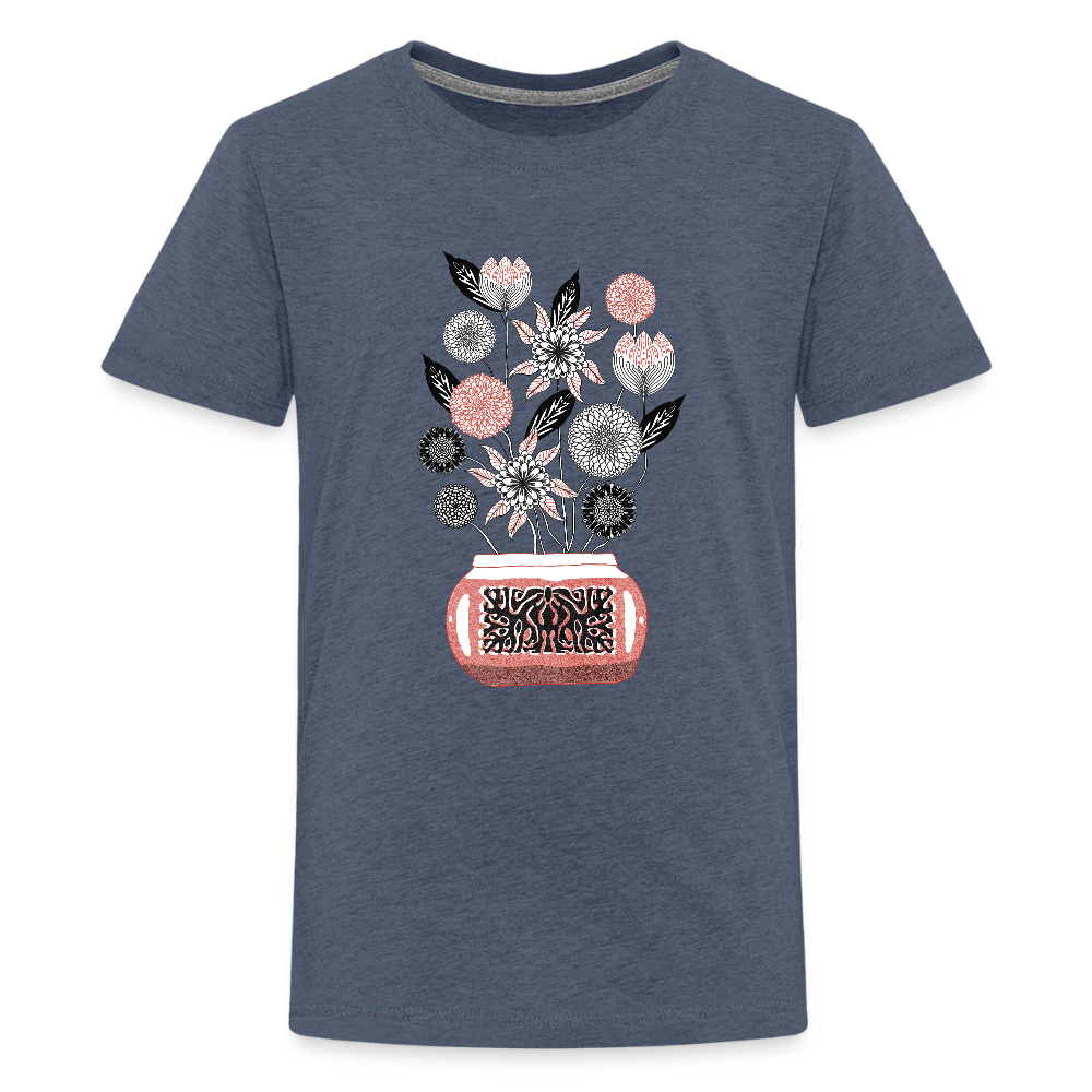 Teenager Premium T-Shirt - “Vintage Vase” - Blau meliert
