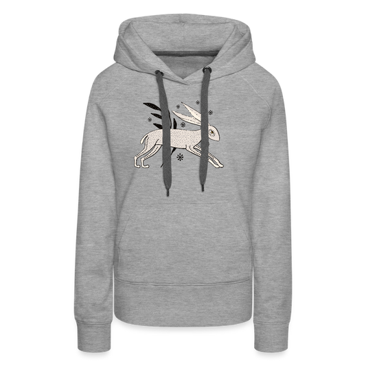 Frauen Premium Hoodie  "Winterhase" - Grau meliert
