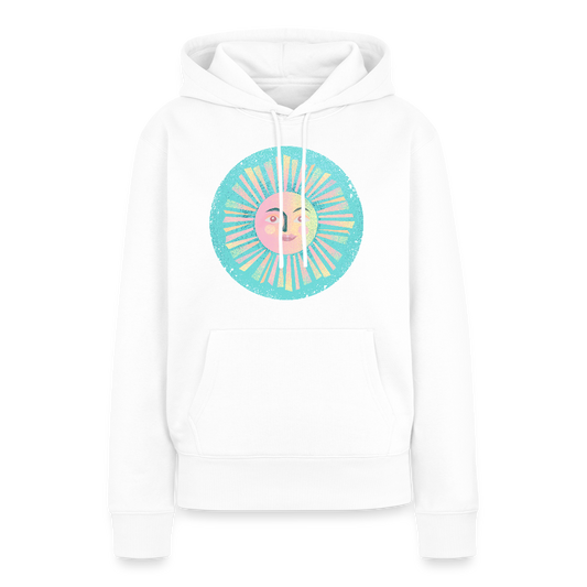Frauen Premium Hoodie - “Vintage-Sonne” - Weiß