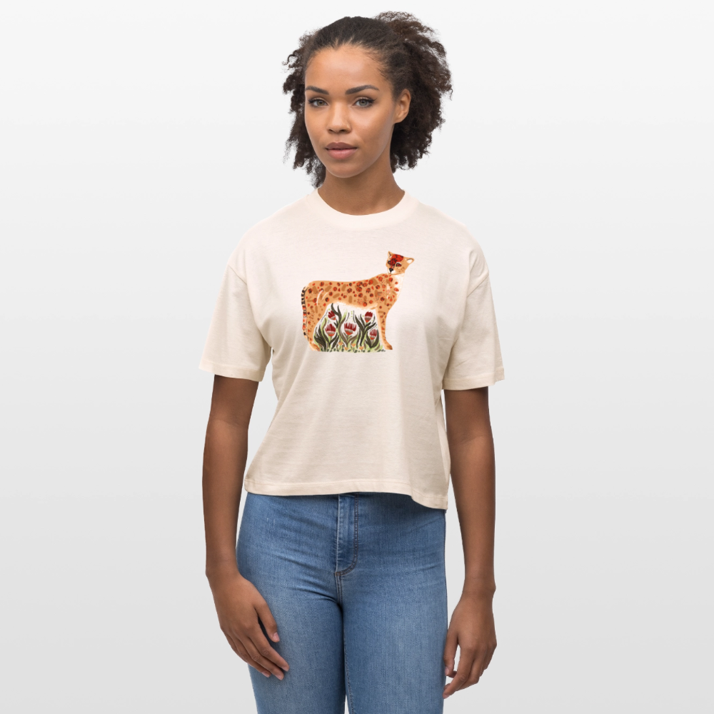 Stanley/Stella Frauen Boxy Bio-T-Shirt - “Choose your Cheetah” - Weißgrau