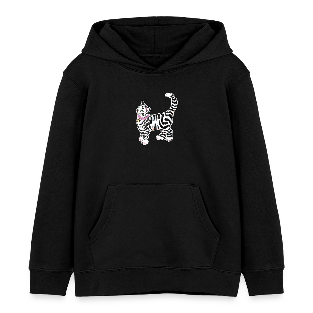 Stanley/Stella Kinder Bio-Hoodie - “Getigerte Katze” - Schwarz