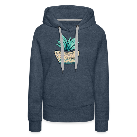Frauen Premium Hoodie - Aloe Vera - Jeansblau