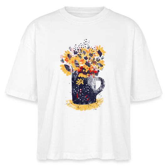 Stanley/Stella Frauen Boxy Bio-T-Shirt - “Wildblumen” - Weiß