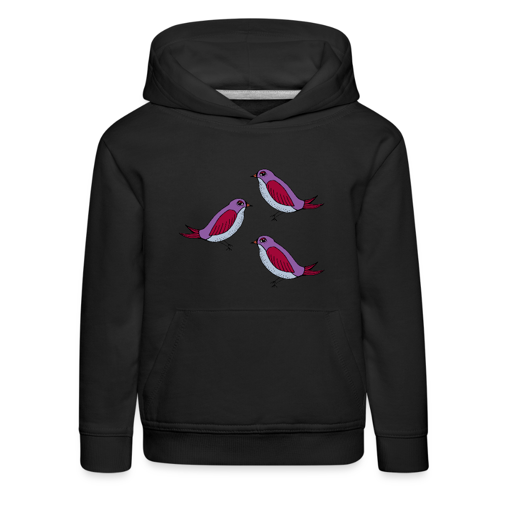 Kinder Premium Hoodie - 3 Amseln - Schwarz