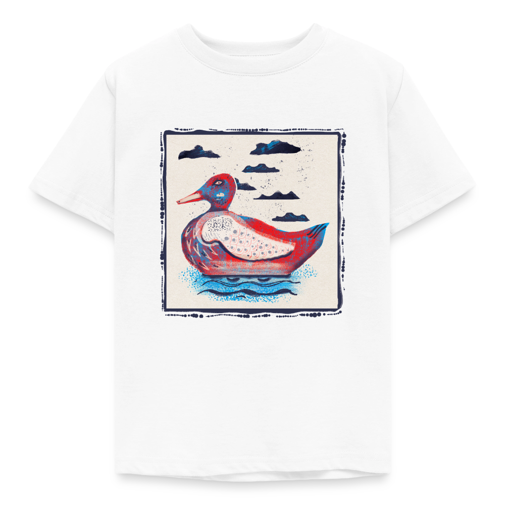 Kinder T-Shirt - “Blaurote Ente” - Weiß