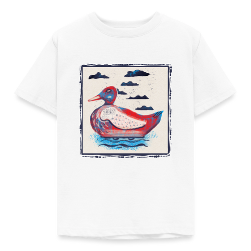 Kinder T-Shirt - “Blaurote Ente” - Weiß