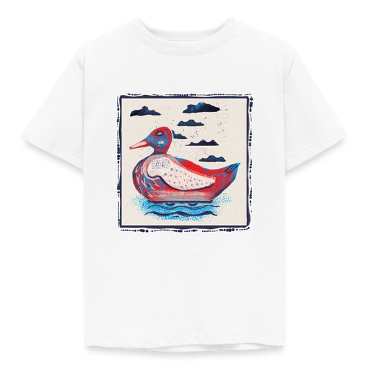 Kinder T-Shirt - “Blaurote Ente” - Weiß