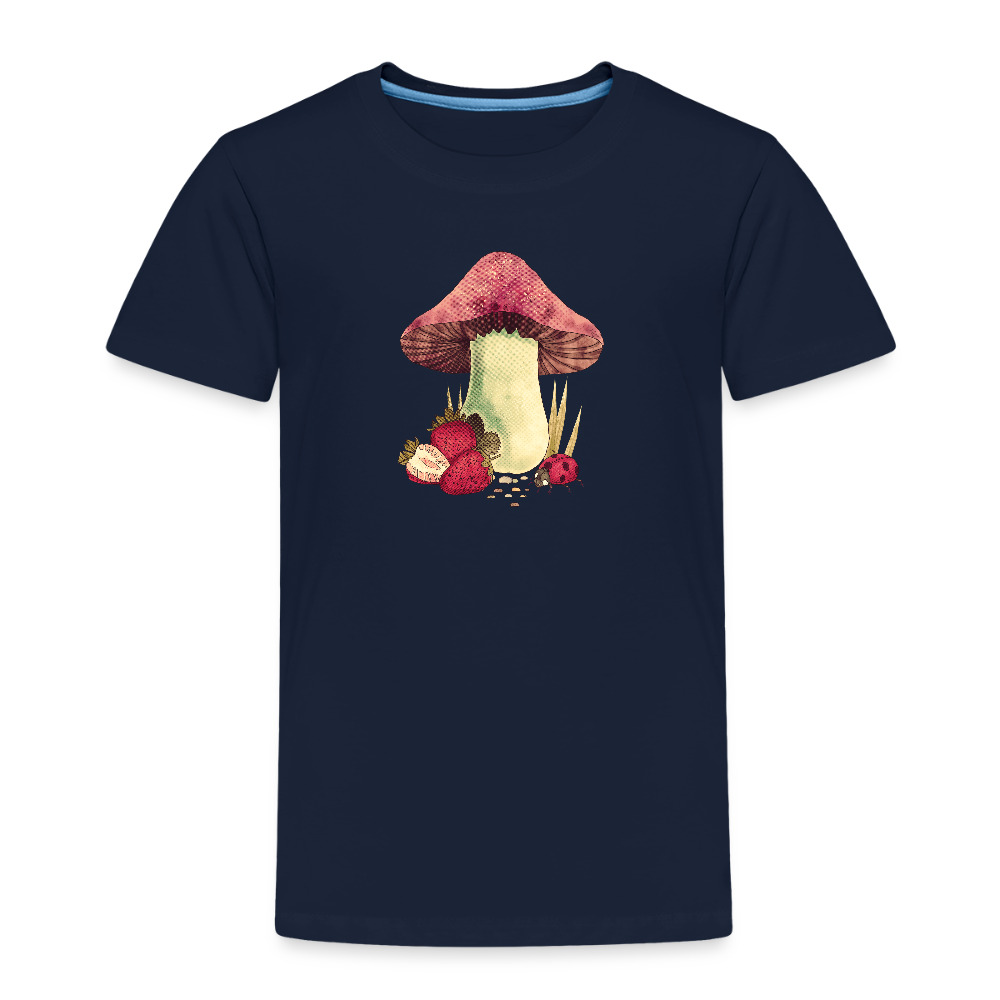 Kinder Premium T-Shirt - "Cottagecore_Pilz und Erdbeeren" - Navy