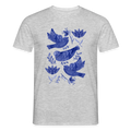 Männer T-Shirt - “Fayence Vögel” - Grau meliert