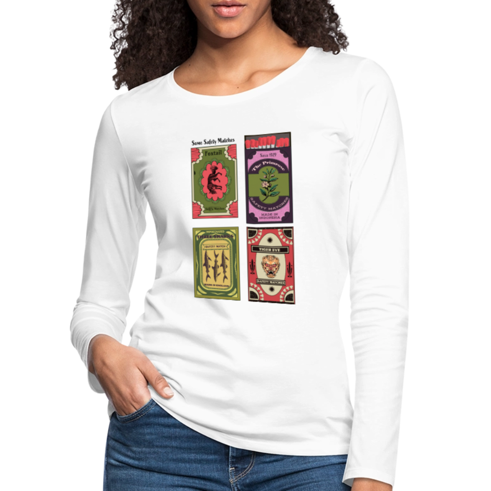 Frauen Premium Langarmshirt - "Safety Matches" - Weiß