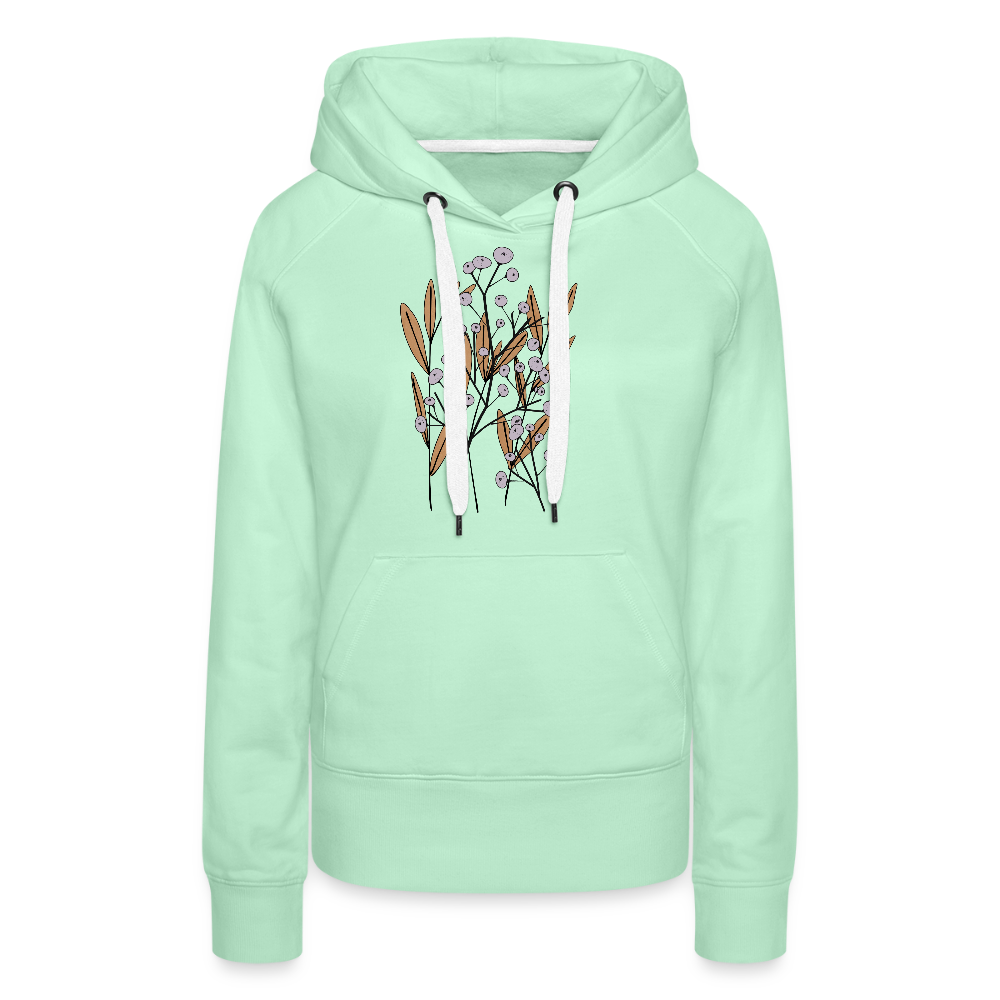 Frauen Premium Hoodie - "Hygge Herbstgras" - helles Mintgrün