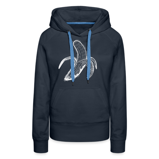 Frauen Premium Hoodie - "Weiße Banane" - Navy