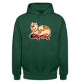 Unisex Hoodie - “Katze & Koinobori” - Flaschengrün