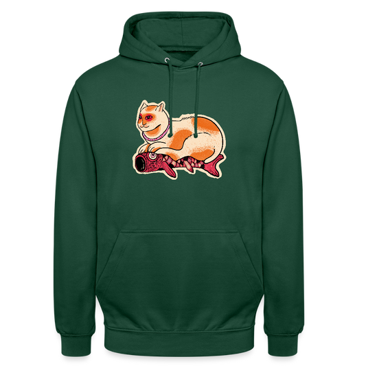 Unisex Hoodie - “Katze & Koinobori” - Flaschengrün