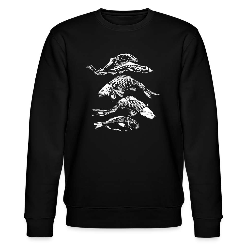 Männer Bio-Sweatshirt - “Fischsilhouetten” - Schwarz