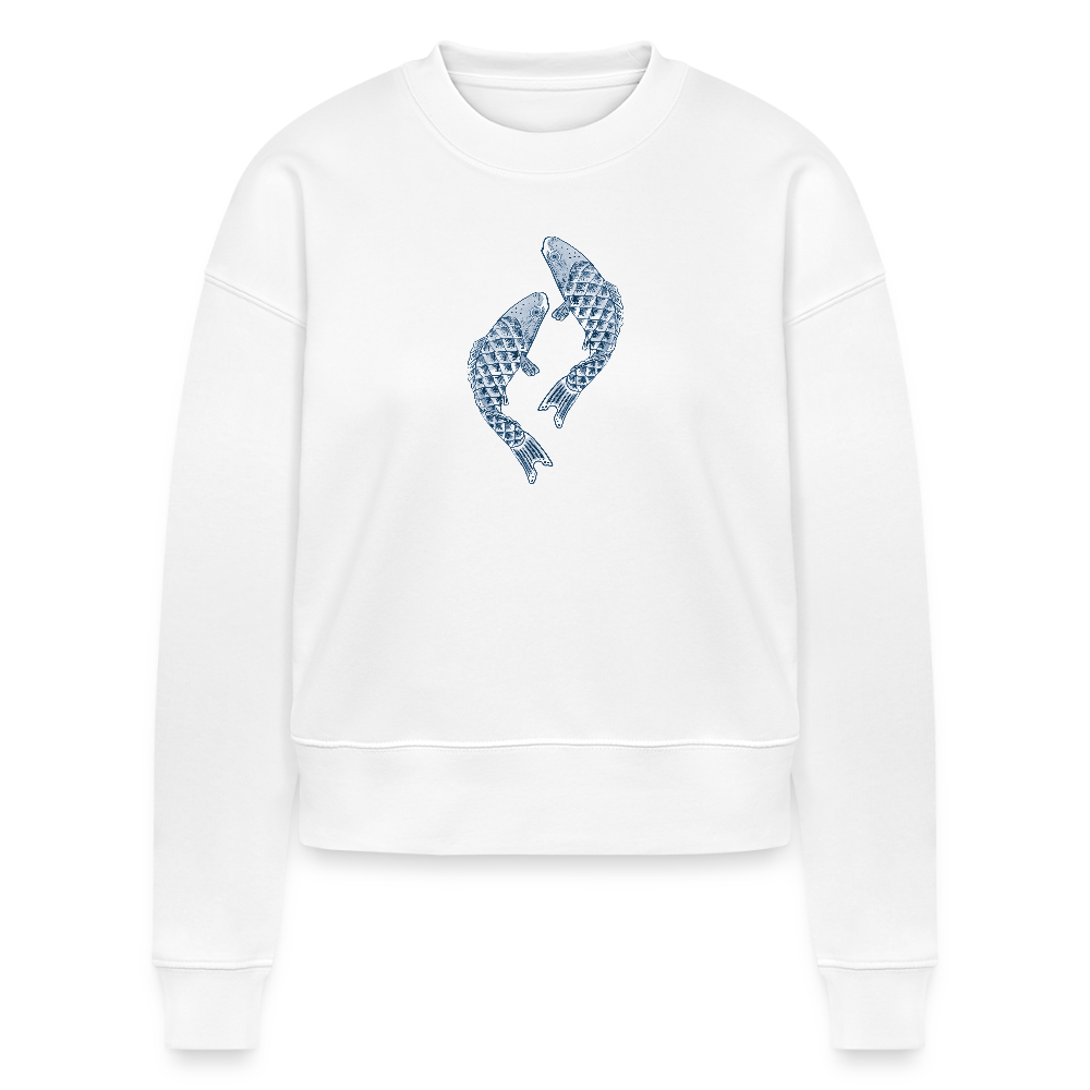 Stanley/Stella Cropped Frauen Bio-Sweatshirt - “Blaue Kois” - Weiß