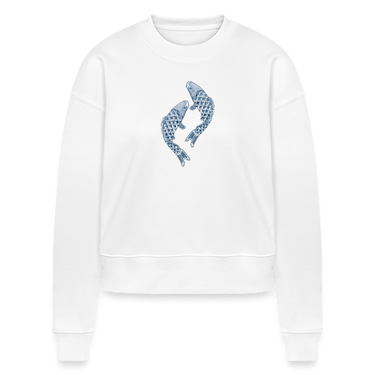 Stanley/Stella Cropped Frauen Bio-Sweatshirt - “Blaue Kois” - Weiß