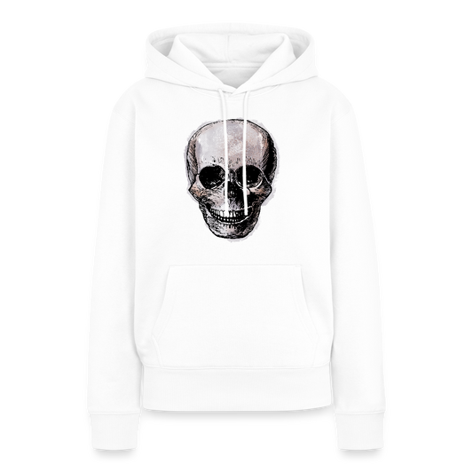 Frauen Premium Hoodie - "Totenkopf in Tinte" - Weiß