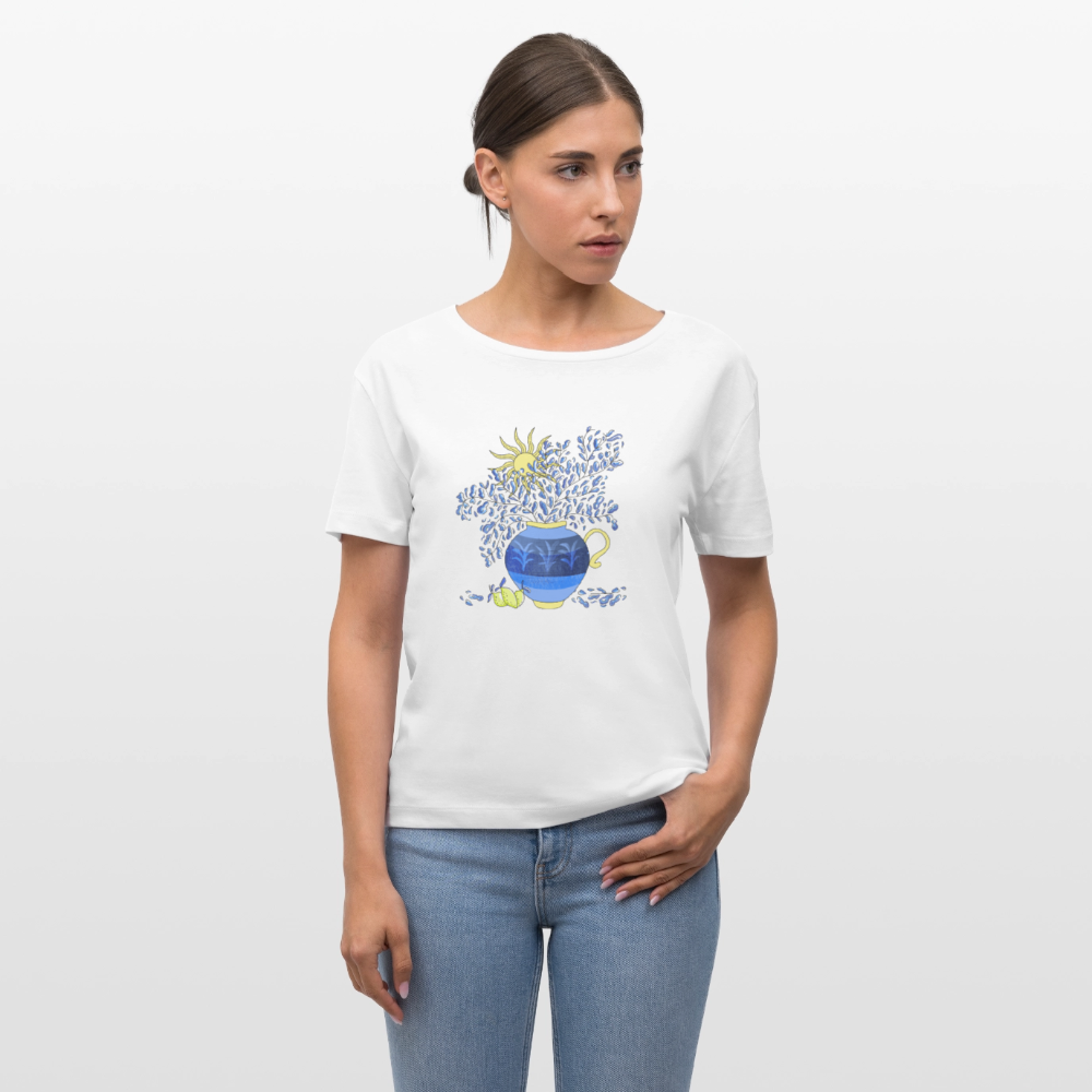 Stanley/Stella Relaxed Rundhals Frauen Bio-T-Shirt - "Vase mit Zitronen" - Weiß