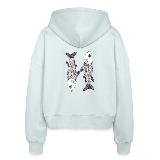 Stanley/Stella Boxy Frauen Bio Zip Hoodie -“Zwei Sardinen” - Eisblau