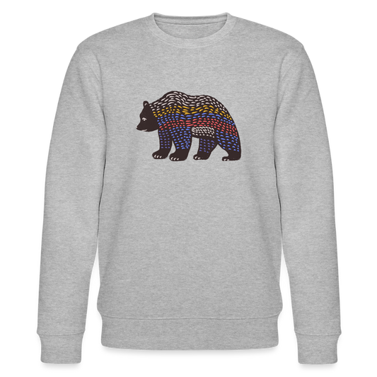 Männer Bio-Sweatshirt - "Bunter Grizzly" - Grau meliert
