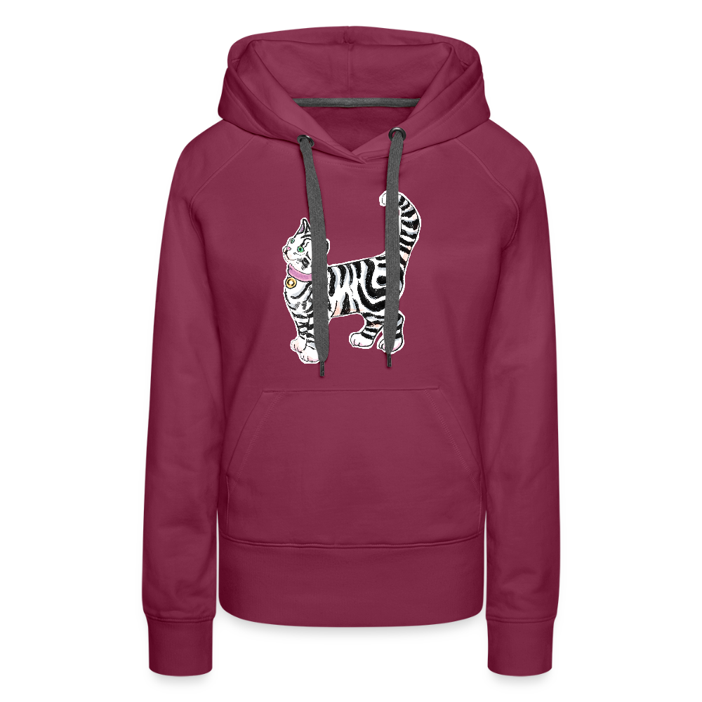 Frauen Premium Hoodie - “Getigerte Katze” - Bordeaux