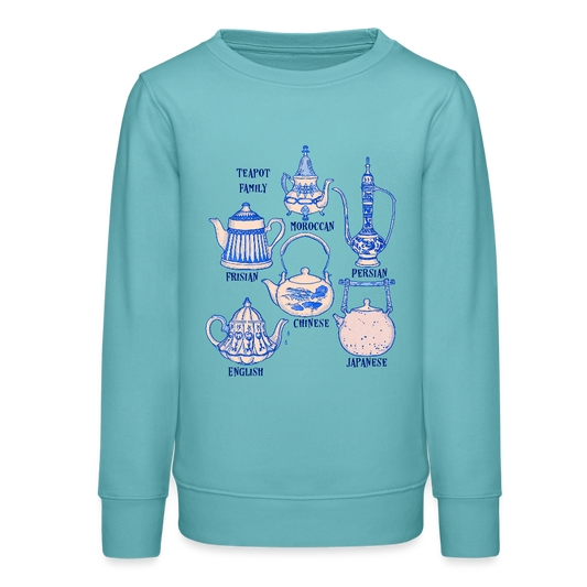 Bio Teenager Sweatshirt - “So Many Teapots” - Pastelltürkis