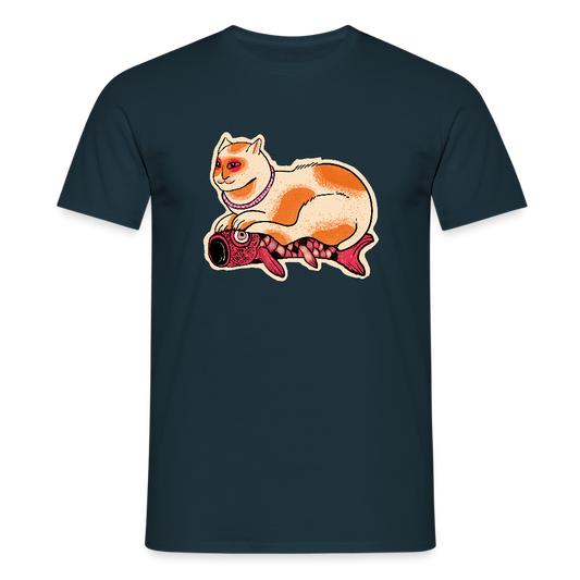 Männer T-Shirt - “Katze & Koinobori” - Navy