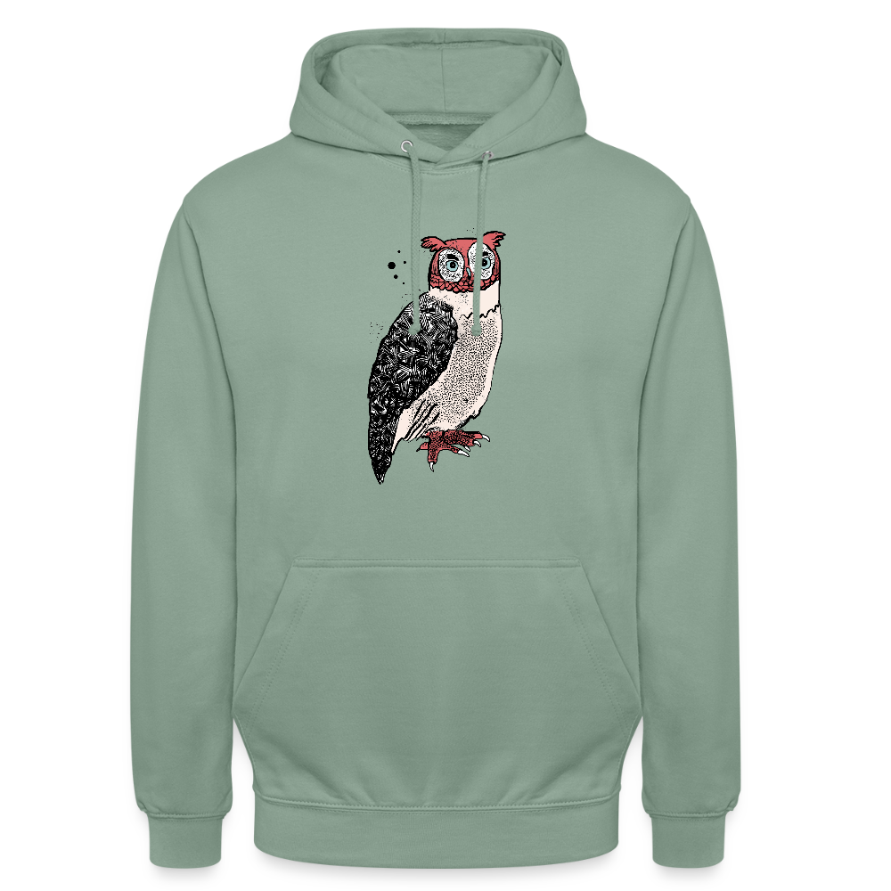 Unisex Hoodie - "Unsere Eule" - Graugrün