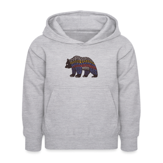 Kinder Hoodie "Bunter Grizzly" - Hellgrau meliert