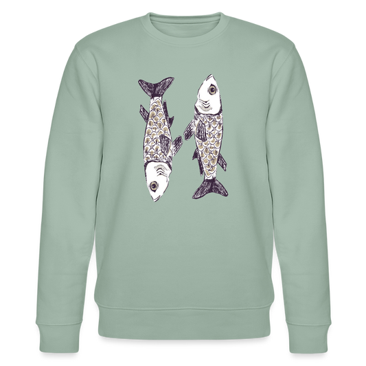Stanley/Stella Unisex Bio-Sweatshirt - “Zwei Sardinen” - Helles Graugrün