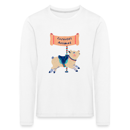 Kinder Premium Langarmshirt - “Carousel Animal” - Weiß