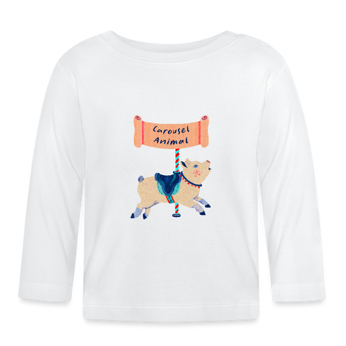Baby Langarmshirt - “Carousel Animal” - Weiß
