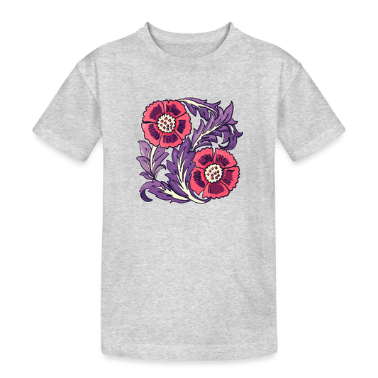 Kinder Heavy Cotton T-Shirt - “Vintage Poppy“ - Grau meliert