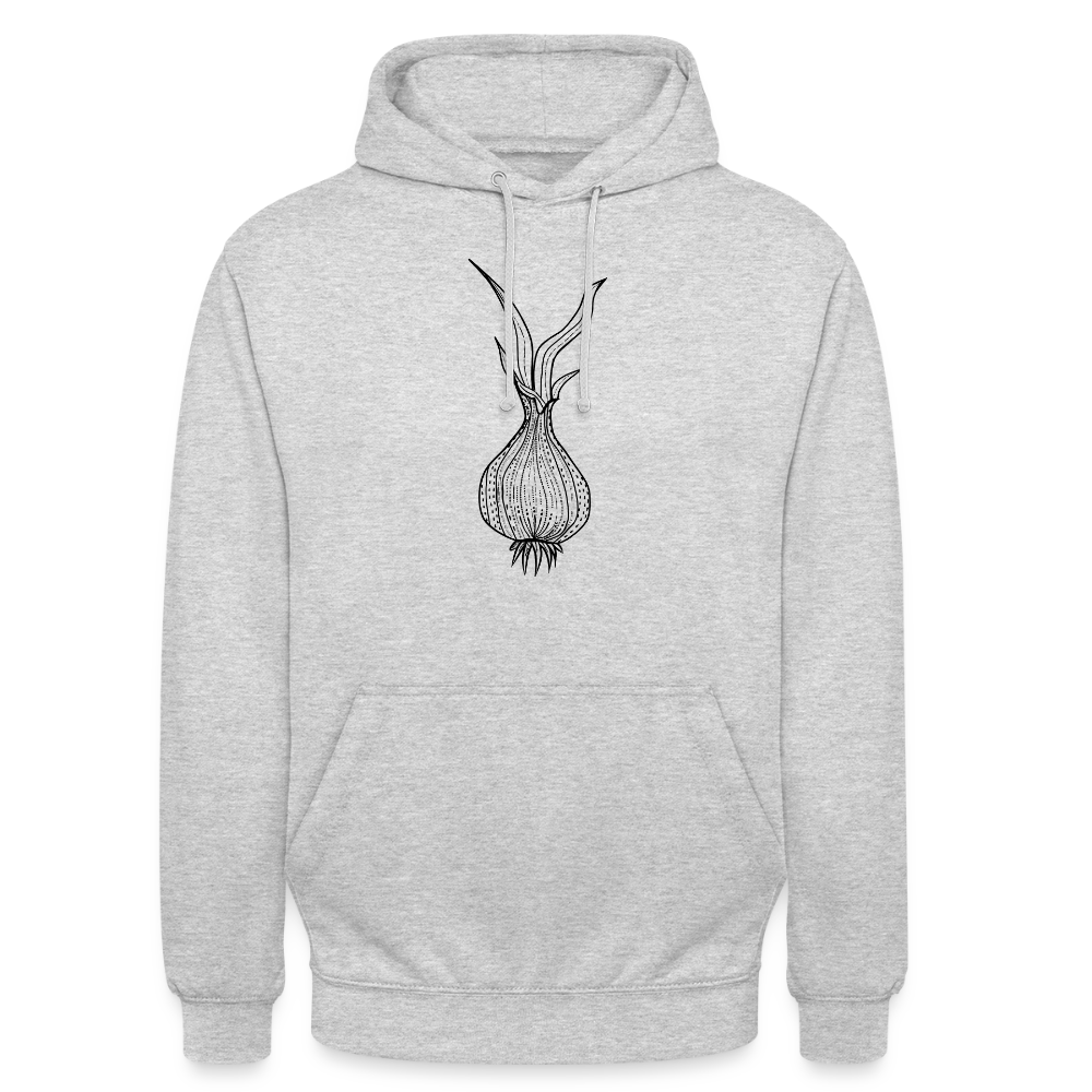 Unisex Hoodie "Doodle Zwiebel" - Hellgrau meliert