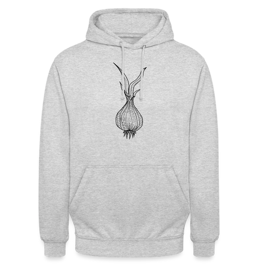 Unisex Hoodie "Doodle Zwiebel" - Hellgrau meliert