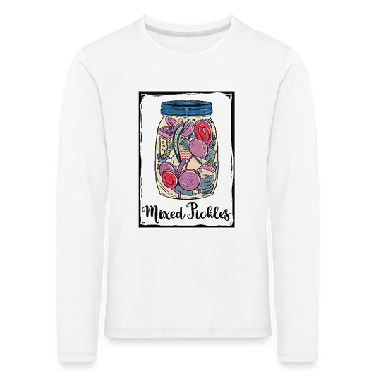 Kinder Premium Langarmshirt - “Mixed Pickles” - Weiß