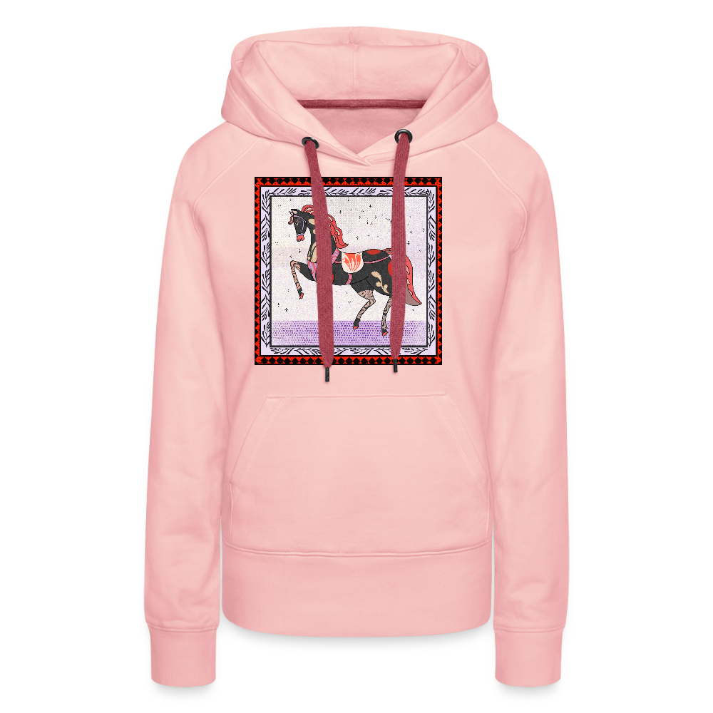 Frauen Premium Hoodie - "Rotes Pferd" - Kristallrosa
