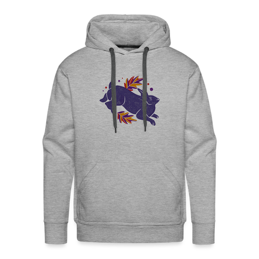 Men’s Premium Hoodie "Hase im Laub" - Grau meliert