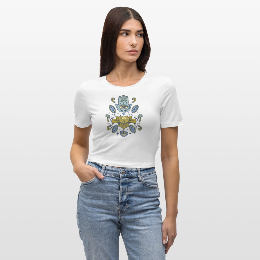 Crop T-Shirt - "Fatimas Lotos" - Weiß