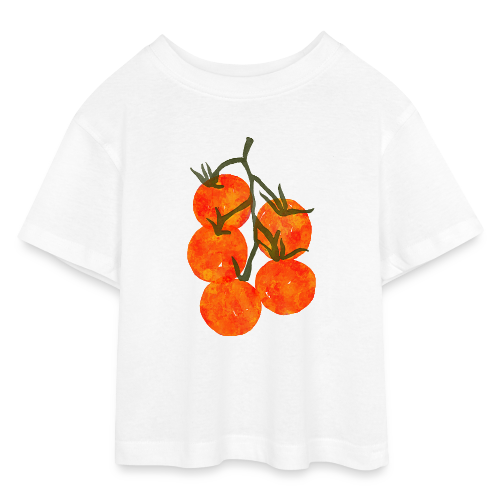 Teen Cropped Jersey T-Shirt - “I Pomodori” - Weiß