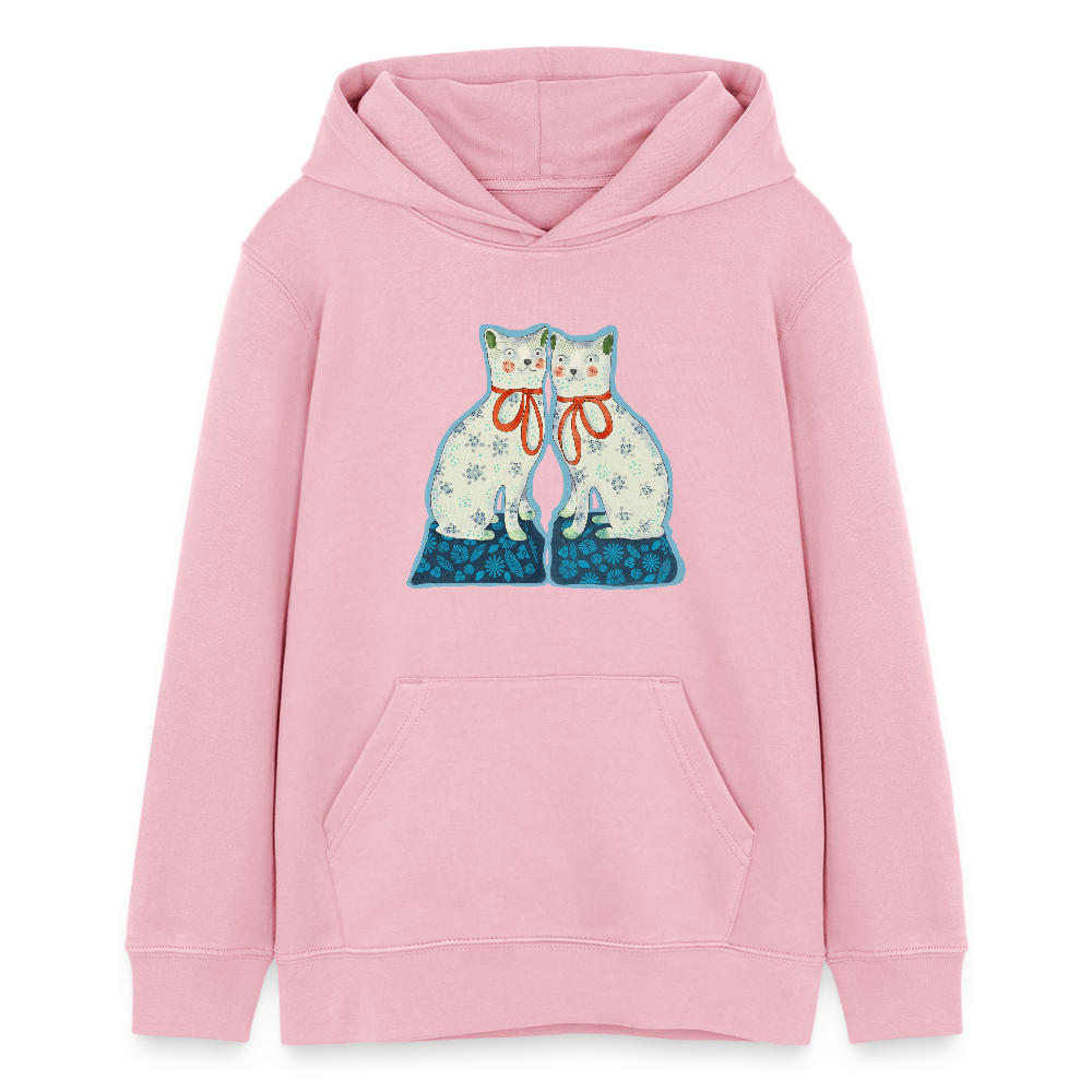 Stanley/Stella Teenager Bio-Hoodie - “Zwei Porzellankatzen” - Hellrosa