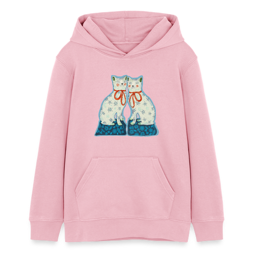 Stanley/Stella Teenager Bio-Hoodie - “Zwei Porzellankatzen” - Hellrosa