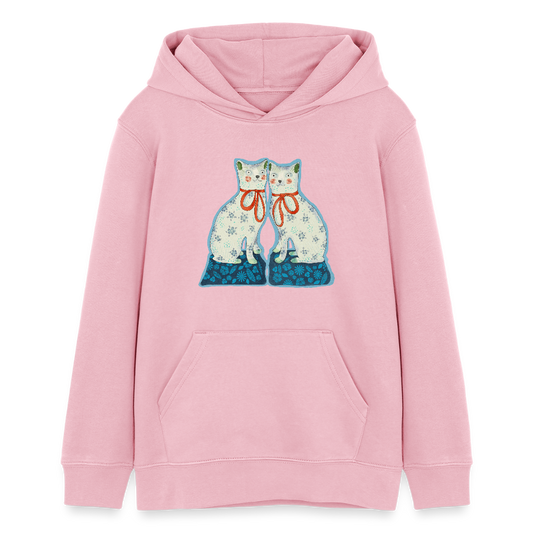 Stanley/Stella Teenager Bio-Hoodie - “Zwei Porzellankatzen” - Hellrosa