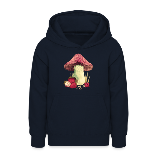 Teenager Hoodie - Cottagecore_Pilz und Erdbeeren - Navy