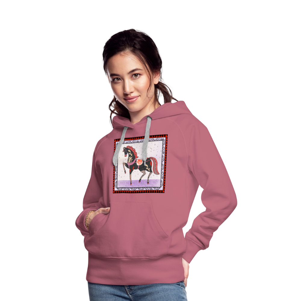 Frauen Premium Hoodie - "Rotes Pferd" - Malve
