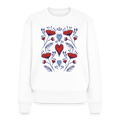 Frauen Premium Pullover - "Folklore Mohn" - Weiß