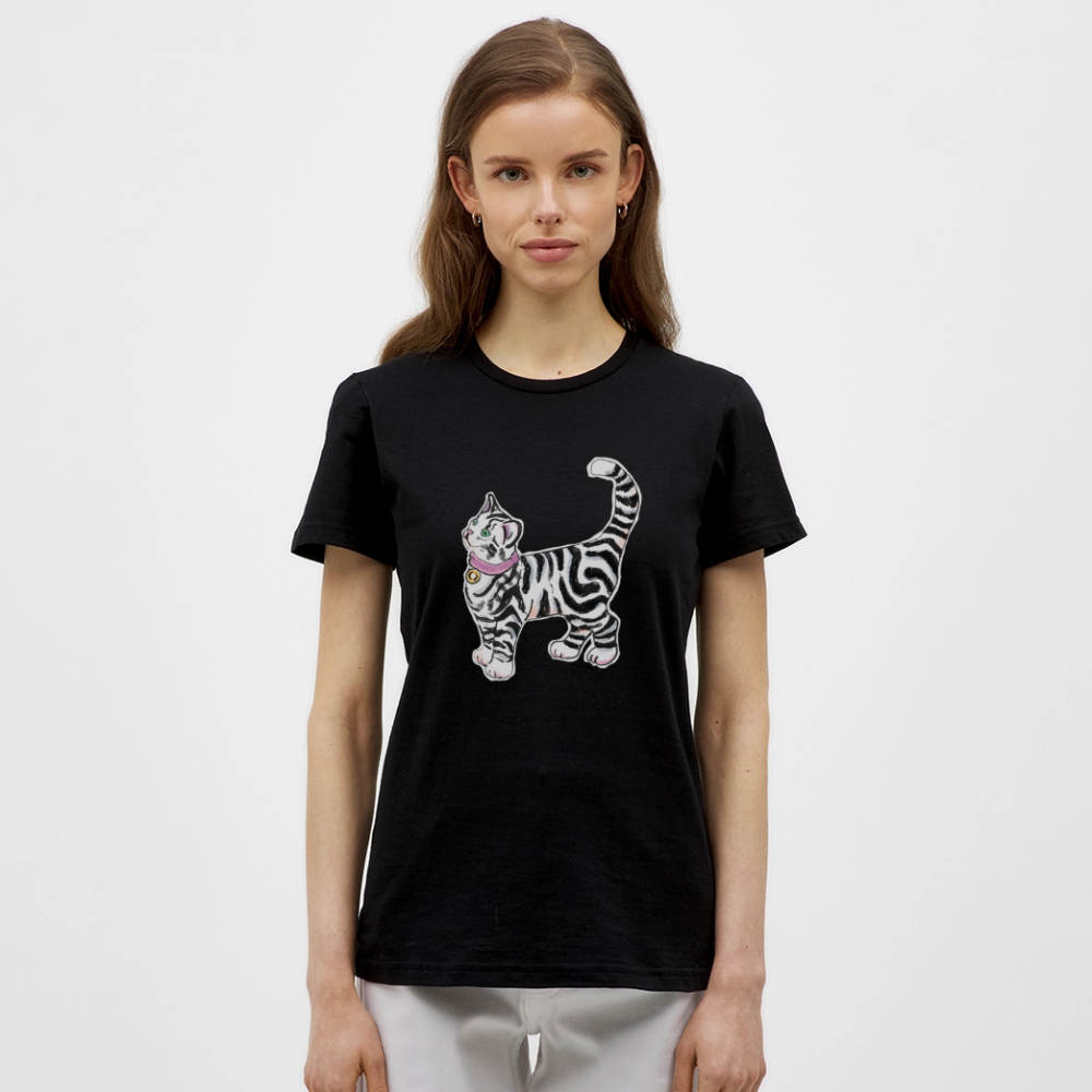 Frauen T-Shirt - “Getigerte Katze” - Schwarz